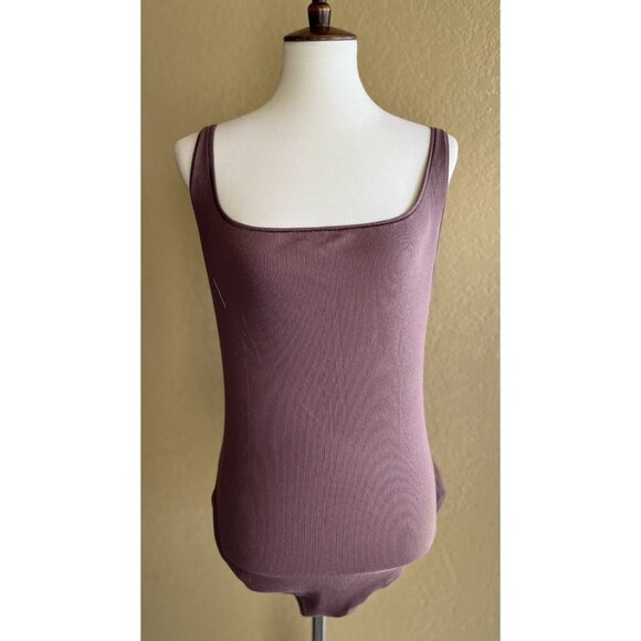 SKIMS Women’s Cotton Ribbed Sleeveless Bodysuit Garnet Red Size 2X Thong Scoop - Picture 7 of 9